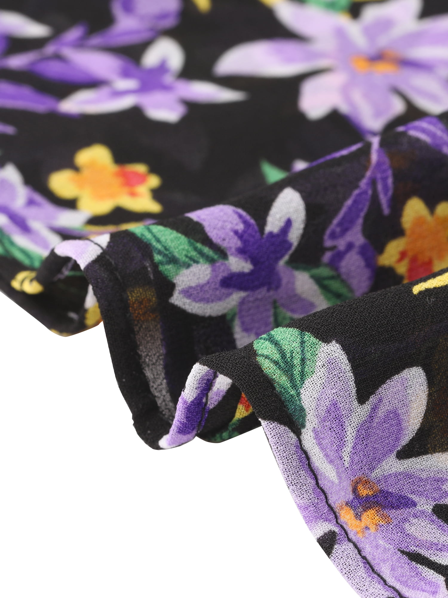 DARING DIVA Women's Floral Summer V Neck Flutter Sleeve Ruffle Dress M Purple Black