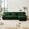 thumbnail image 2 of 133.8" Oversized Couch, 3 Seater Modular Sectional Sofa, Green Large L Shaped Sectional Couches for Living Room, Fluffy Chenille Fabric Cloud Couch with Ottoman, Deep Seat Sofas, 2 of 14