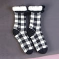 thumbnail image 5 of EnJoCho Women'S Thickened Fleece Lined Socks Autumn Winter Christmas Black Red Plaid Pattern Plush Insulation Anti Slip Floor Socks Ladies Winter Thick Fleece Socks, 5 of 6