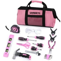 22-Piece Pink Tool Set with Storage Bag, Pink Junior Real Hand Tool Kit