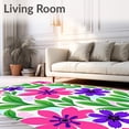 thumbnail image 2 of ODIKA 5'x7' Machine Washable Non-Slip Area Rug, Blooming Garden Watercolor Artistic Floral Leaf Botanical Accent High Traffic Rug with Pad, Pink, 663268, 2 of 8
