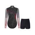 thumbnail image 1 of dPois Justaucorps à Manches Longues pour Femmes avec Short Tenue de Patinage Artistique Danse Contemporaine Rouge P, 1 of 6