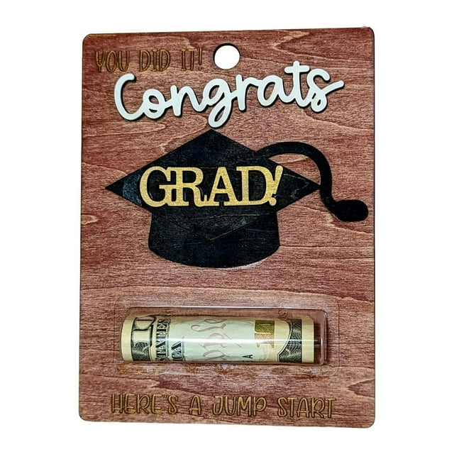 Wooden Graduation Money Holder Pendant Money Card Craft Souvenir (Light Brown)