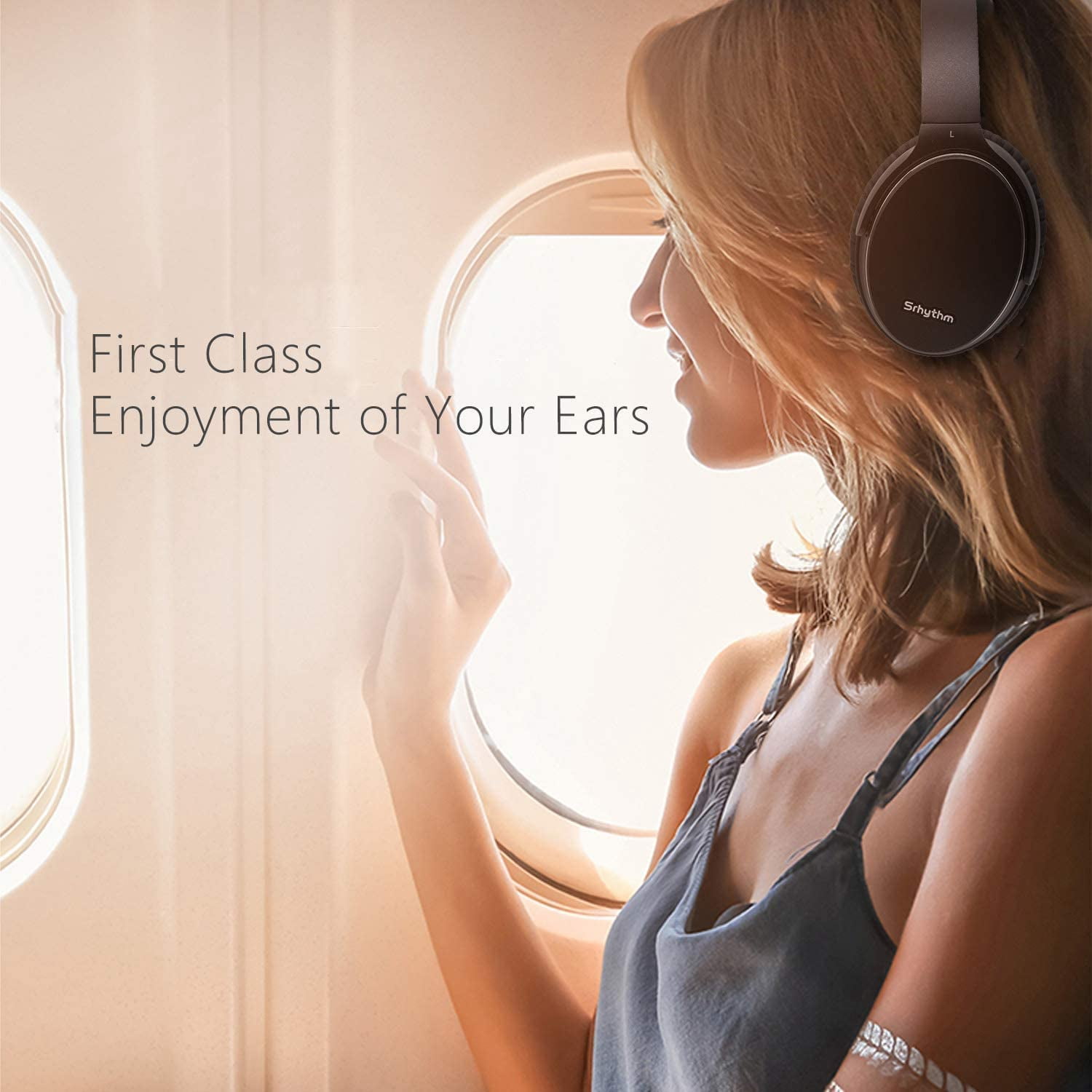 Srhythm NC35 Noise Cancelling Headphones,Over-Ear Headphones Wireless,Wireless Bluetooth 5.3, 50+ Hours Playtime for Home,Office,Travel
