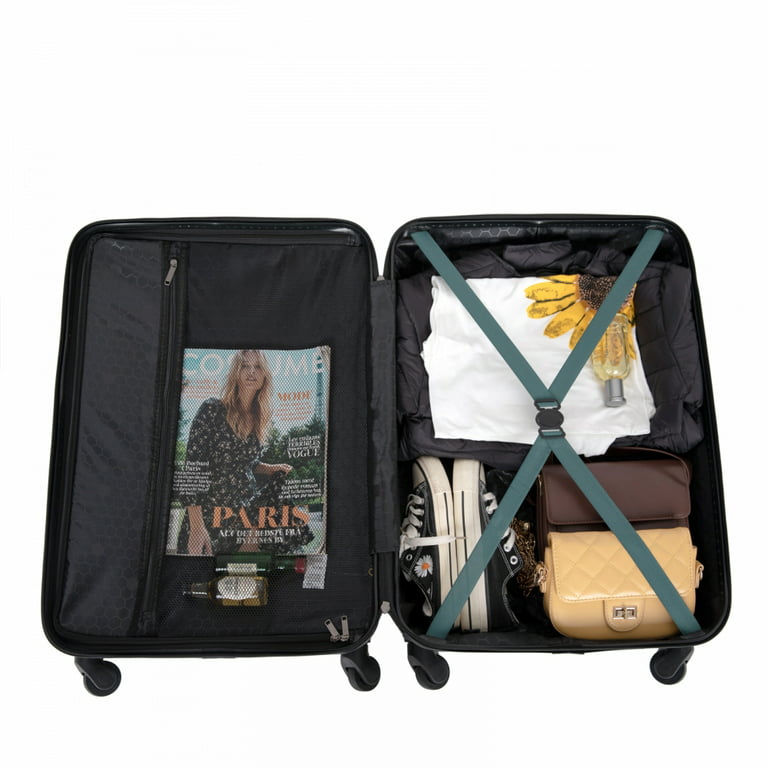 3 PCS Hardshell Luggage Set, PC+ABS Lightweight Suitcase with Two Hooks,  Spinner Wheels, TSA Lock(21/25/29), Light Purple-ModernLuxe