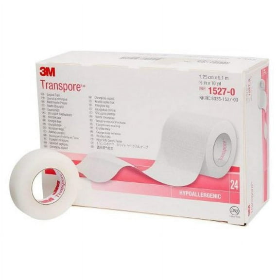 3M Transpore Surgical Tape, Water Resistant, .5 Inch x 10 Yards, Transparent, 24 Count