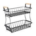 thumbnail image 3 of Cesta de fruta de metal, soporte para frutas, contenedor ahorrador de espacio, almacenamiento de verduras Negro, 3 of 9