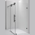 thumbnail image 2 of Vinnova Villena 60" W x 78" H Single Sliding Frameless Glass Shower Enclosure Black, 2 of 13