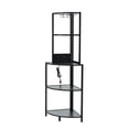 thumbnail image 4 of Hassch Industrial Corner Shelf with Power Outlets & LED Lights & Glasses Holder, 5 Tier Bar Rack, 59.8"H Open Bookcase Display Rack for Living Room, Dining Room, Kitchen, Black, 4 of 9