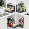 thumbnail image 4 of 2 Pack Under Sink Organizer 2Tier Heavy Duty Metal Pull Out Cabinet Organizer Slide Out Sink Shelf Organizer Height Adustable MultiPurpose Storage Shelf For Kitchen Bathroom Black 2 Pack, 4 of 9
