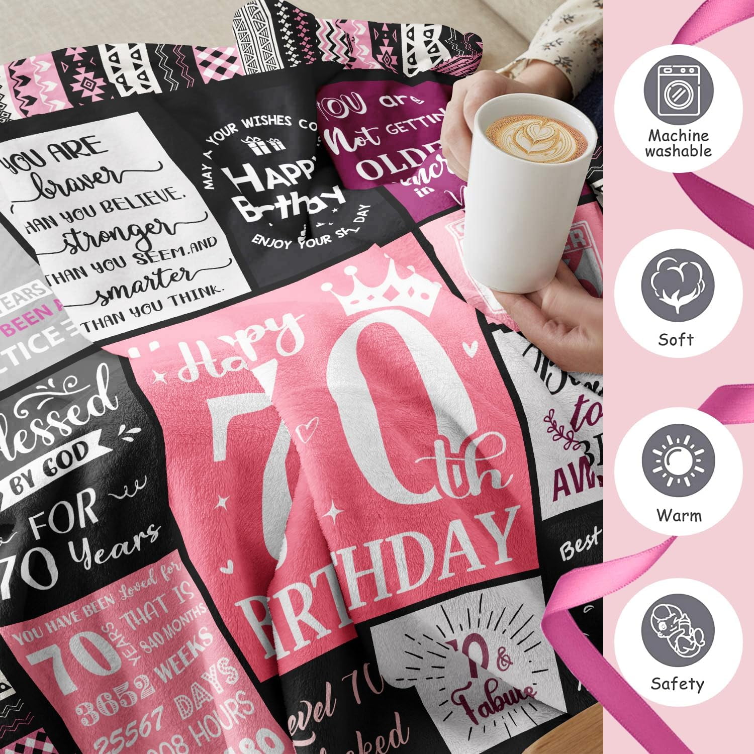 70th Birthday Gifts for Women, 70th Birthday Decorations for Women, Gifts for A 70th Birthday, Happy 70th Birthday Gifts for 70 Year Old Woman, 1954 Birthday Gifts for Women Blanket 50"x60"