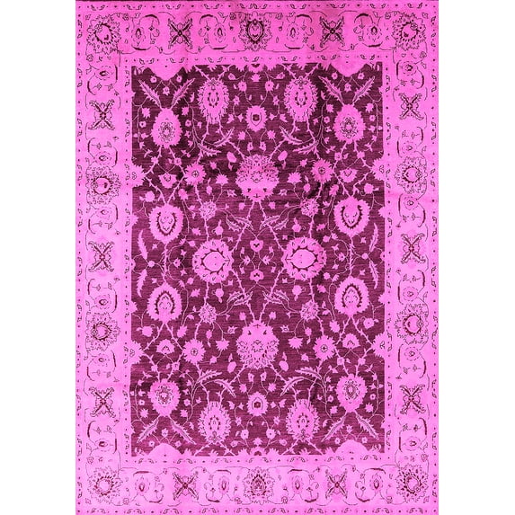 Ahgly Company Indoor Rectangle Oriental Pink Traditional Area Rugs, 7' x 10'
