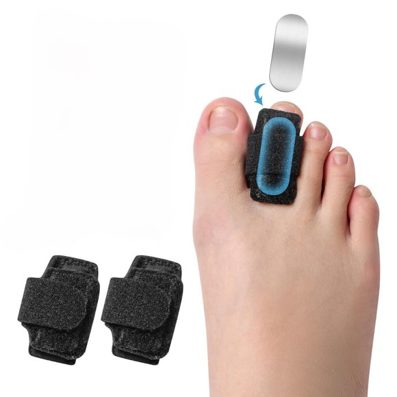 Hammer Toe Corrector for Women & Men,2 Pcs Hammer Toe Straightener,Toe Splints Wraps Relief for Hammer, Curled,Bent,Broken Support, Black
