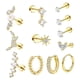 thumbnail image 5 of Set de 12 aretes casuales tipo botón para graduación, boda o aniversario. Oro, 5 of 9