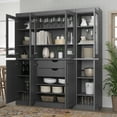 thumbnail image 4 of Palace Imports 100% Solid Wood Kitchen Pantry Storage Cabinet with Glass Doors, Adjustable Shelves and 2-Drawers, Gray, 4 of 5