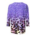 thumbnail image 4 of Pompotops T-shirt Ample à Imprimé Léopard pour Femme, Manches 3/4, Col Rond, Haut Décontracté, Liquidation, 4 of 5