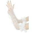 thumbnail image 5 of INSPIRE CHIC Women's Long Ruffle Tulle Cuff Sleeves Mesh Sheer Arm Cover Fingerless Gloves for Wedding 1 Pair White One Size, 5 of 6