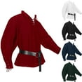 thumbnail image 2 of Men Medieval Renaissance Pirate Shirt 18th Century Long Sleeve T-Shirt Cosplay, 2 of 11