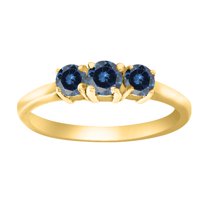 Aonejewelry 0.50 Ct. Ttw Blue Diamond Three Stone Ring In 10K Yellow Gold