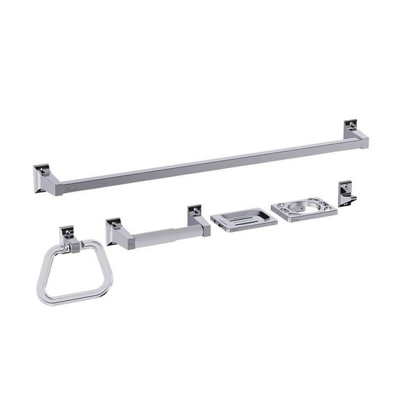 Juego de 6 Accesorios para Baño con Kit de Instalación, Cromo, Primo Eseencial, IUSA