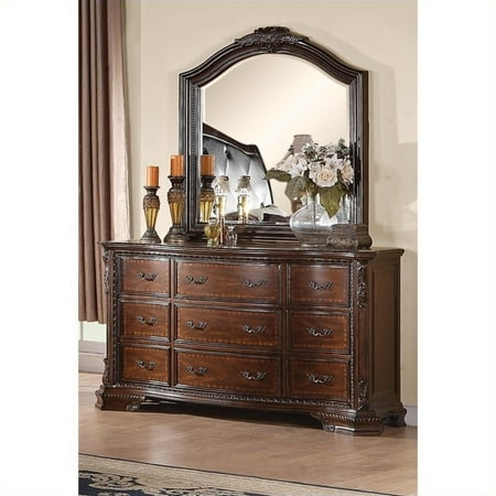 Coaster Maddison Dresser And Mirror Set In Warm Brown Cherry