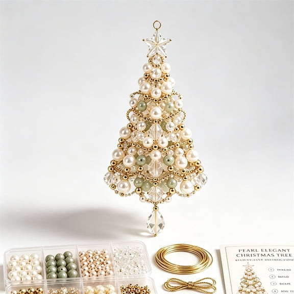 DIY Christmas Tree Beaded Ornament Kit - Festive Handmade Ornament Making Set with Complete Craft Components & Instructions - Beginner Friendly Indoor Christmas Display Decor Gift