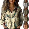 thumbnail image 2 of Tops for Women Trendy Gsakboxl Fashion Printed Cotton Long Sleeve Button Down Shirt Casual Loose All-Match Blouse Soft Breathable Daily Wear Top for Spring Autumn Outdoor Leisure & Commute, 2 of 4