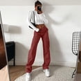 thumbnail image 6 of Women's High Waisted Cargo Pants Travel Y2K Streetwear Baggy Stretchy Pants with 6 Pockets Coffee M, 6 of 6
