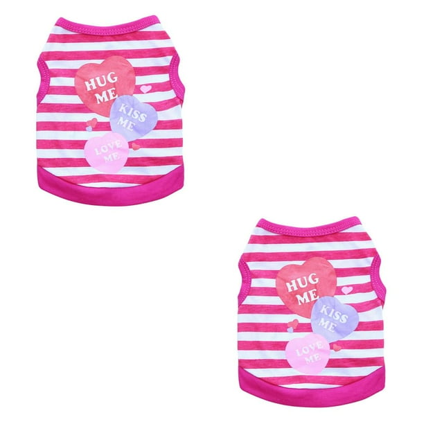 Ropa Chaleco de verano Greeniant Patrón de letras Rayas Disfraces de moda Cuello Chaqueta elástica Belleza Perros Chihuahua rosa XS 2piezas