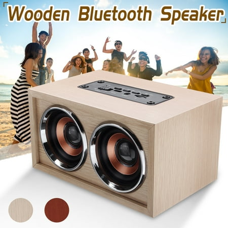 Wooden bluetooth Speaker 2000 mAh W4 Wireless Subwoofer Stereo Hi-Fi AUX TF Music Dancing Player Handsfree Christmas Gift (Color: Black,