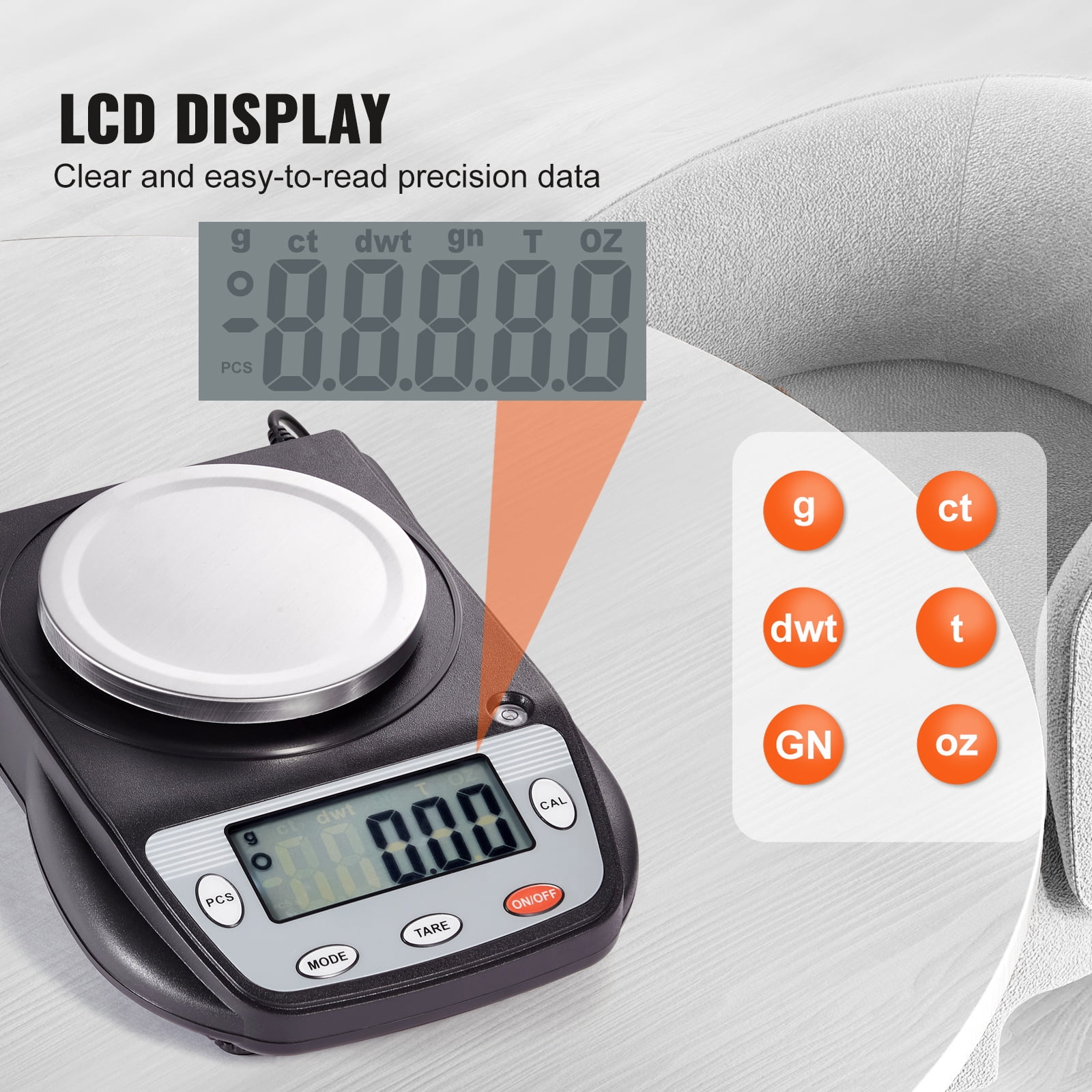 KFFKFF Precision Scale, 600g Capacity with 0.01g Accuracy, Electronic Lab Scale with LCD Screen, 6 Measurement Units, Ideal for Laboratory and Jewelry Weighing