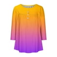 thumbnail image 4 of RXIRUCGD T-shirt Imprimé Décontracté d'Été pour Femmes Manches Trois-Quarts Col Rond Froncé Blouse, Violet, Taille : 2TG, 4 of 4