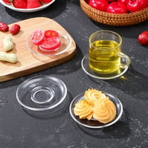 UEETEK Glass Saucers Plates Tea Saucer Transparent 4Pcs