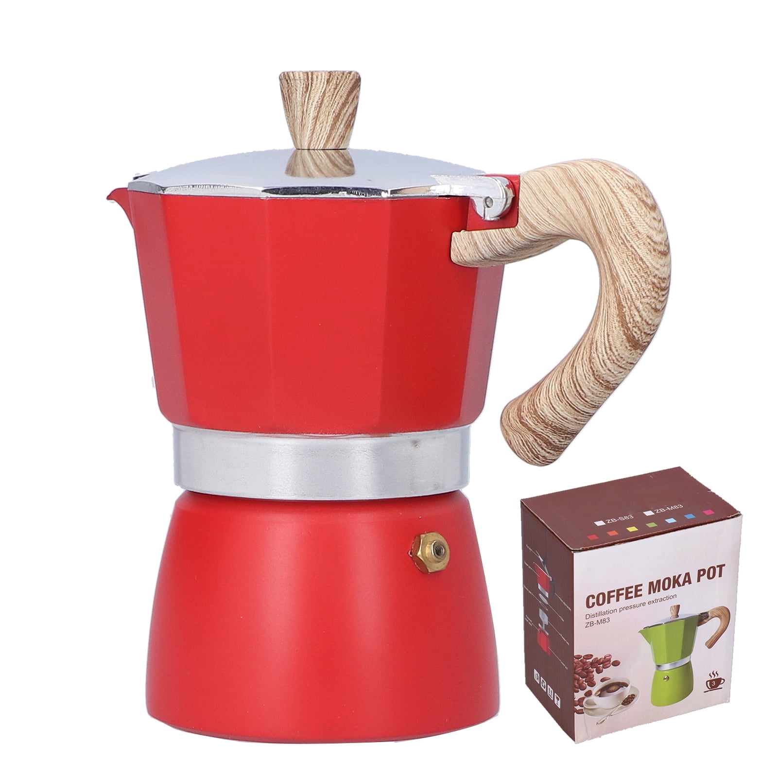 150ML Stovetop Espresso Maker, Espresso Cup Moka Pot Italian Coffee Maker, Manual Cuban Coffee Percolator Machine [Red]