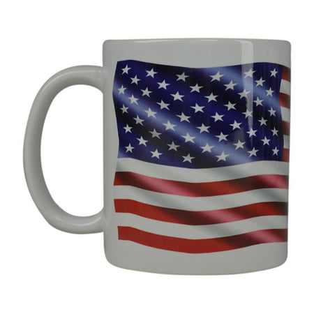 Best Coffee Mug 3D USA Flag American Patriot Novelty Cup Great Gift Idea For Men Dad Father Husband Military Veteran Conservative (Wavy)