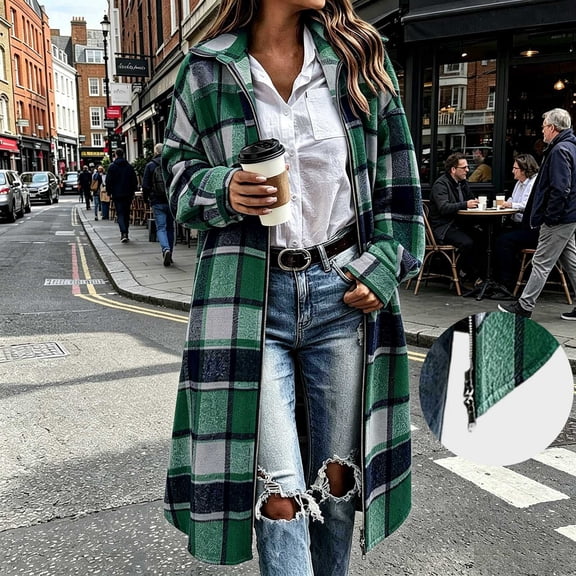 Womens Coat Baeitkot Women's Fashion Casual Printing Double Zipper Long Sleeves Cardigan Coat Tops