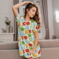 thumbnail image 3 of Balery Colorful Ping Pong Rackets1 Pattern Womens Short Sleeve Sleepshirt Scoopneck Cute Nightdress Comfy Nightgown Loungewear Dress, 3 of 6