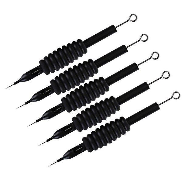 Agujas de tatuaje estériles desechables y kit de agarre de tubos de silicona, combo de tubo de accesorio de tatuaje, utilizado para maquillaje permanente profesional tatuaje de belleza (5 piezas, B LingWen 8390605471285