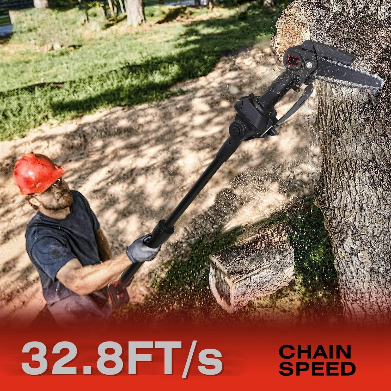 Cordless Pole Saw and Mini Chainsaw,2-IN-1 Pole Chainsaw,Brushless Electric Pole Saw Battery Powered 4in/6in Chainsaw, 67 Inch Max Reach Tree Trimmer Pole Saw