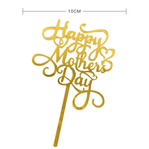 2023 Happy Mothers Day Cake Topper Gold Red Tulip Acrylic MOM Birthday Party Cake Toppers Dessert Decoration Mother's Day Gifts Gao Jinjia LED