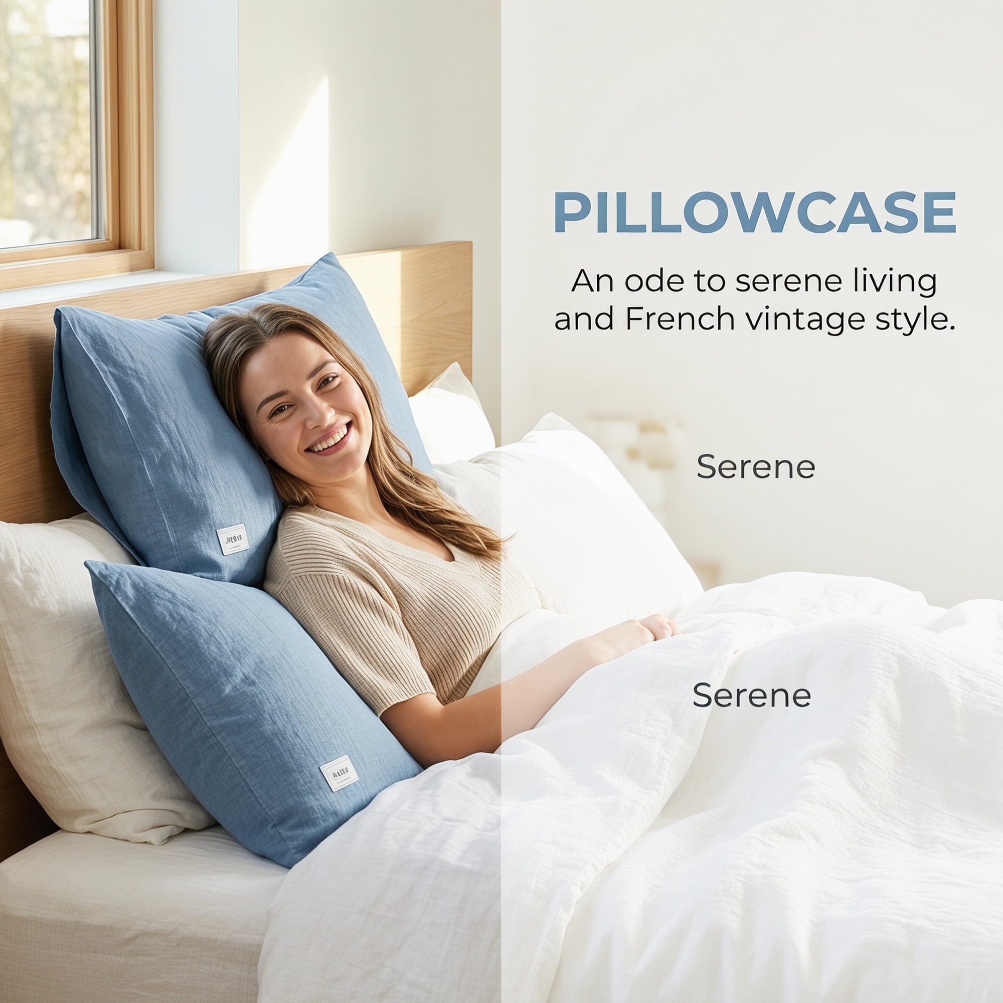 Unique Bargains 2 Pack Cotton Pillowcase Smooth Cooling Pillow Cases Envelope Closure Queen Blue - Bean Paste