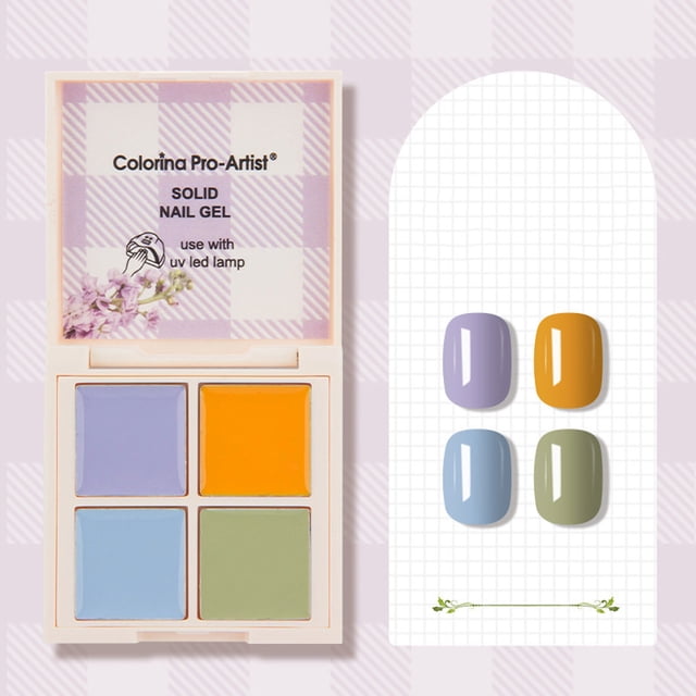 Xihbxyly Latas de Fototerapia con Pegamento para Esmalte de Uñas Sólido de 4 Colores, Color Crema Sólido, Pegamento Pintado