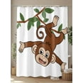thumbnail image 4 of Brown Cute Monkey Shower Curtain Set, Waterproof Shower Curtains for Bathroom, Playing Funny Animal on Branch Washable Fabric Cloth Bath Curtain for Bathtub Decoration with Hooks 60x72 Inches, 4 of 6