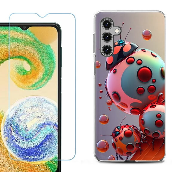 OneToughShield ® for Samsung Galaxy S23 FE Fan Edition, Shockproof Phone Case, with Tempered Glass Screen Protector - Ladybug Robot