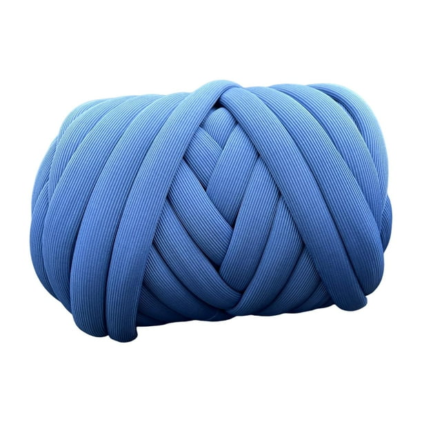 Hilo grueso de 250 g, diámetro de tubo de 2,5 cm, hilo gigante para crochet, suave, jumbo, tubular Azul profundo