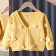 thumbnail image 2 of Gubotare Kids Cardigan Sweater Girls Toddler Girl Sweater Strawberry Cardigan Knit Sweater Girl Fall Winter Clothes Kawaii Sweater Cute Tops Size 4T 5T (Yellow,4-5 Years), 2 of 3