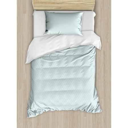 Vintage Blue Twin Size Duvet Cover Set Diagonally Alligned