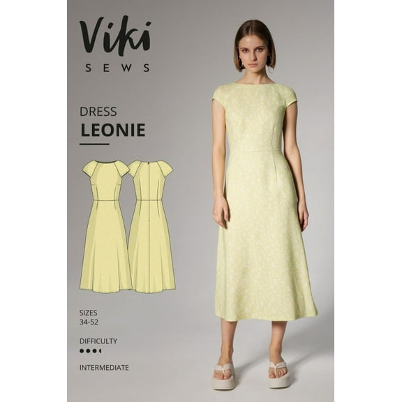 Vikisews Sewing Pattern Leonie Dress Women UK 4-22 Dresses