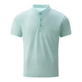 thumbnail image 2 of pstuiky camisetas de hombre, Blusa/camisa informal de cuello redondo y botones de color liso para hombre, de moda de verano camisetas de hombre s, 2 of 8