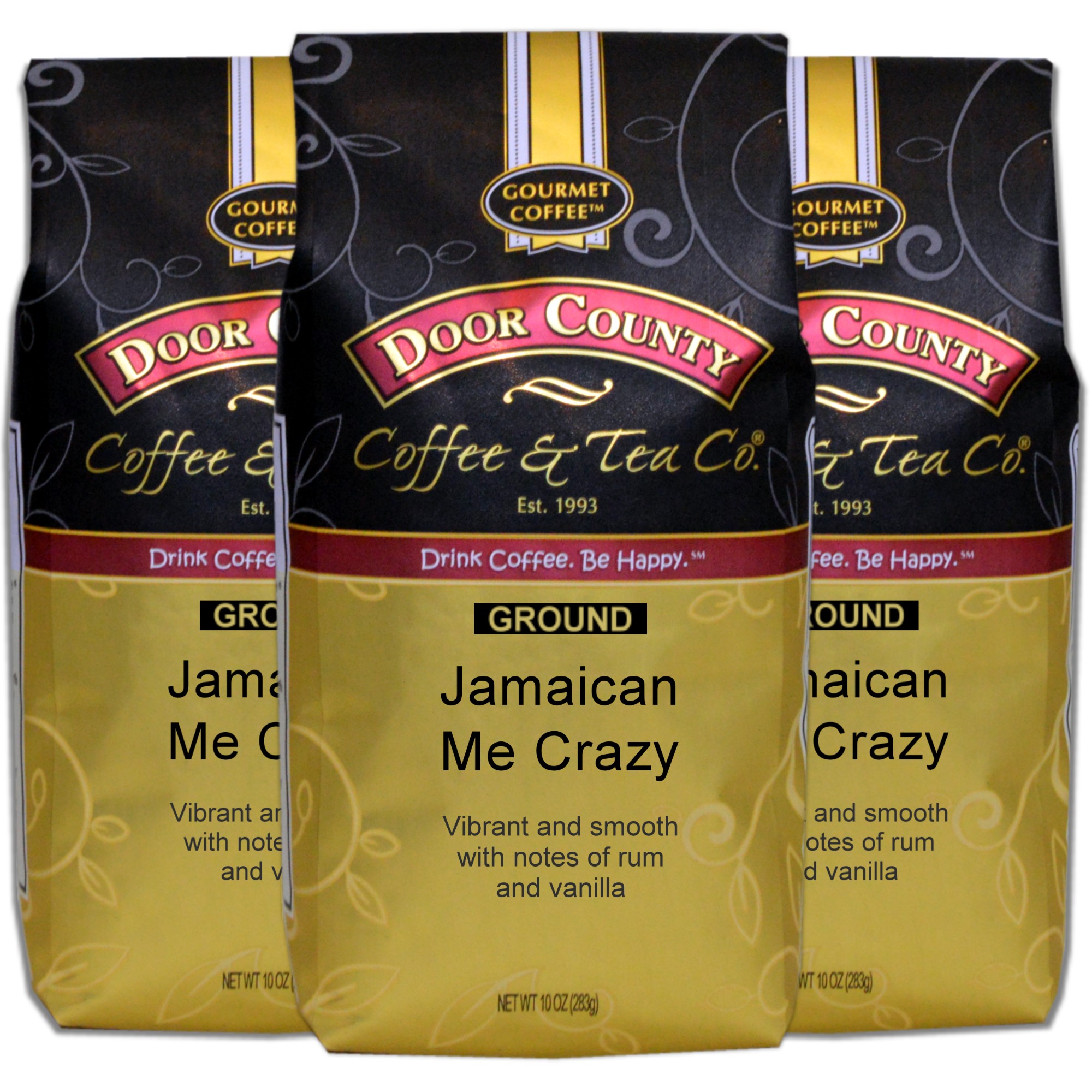 Door County Coffee Jamaican Me Crazy Flavored Specialty Coffee, 3Pack